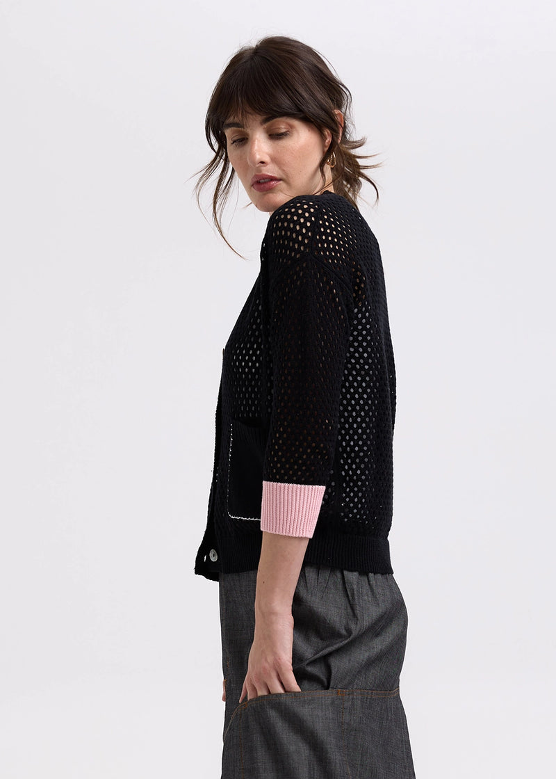 Zaket & Plover Holey Cardigan in Black ZP7715