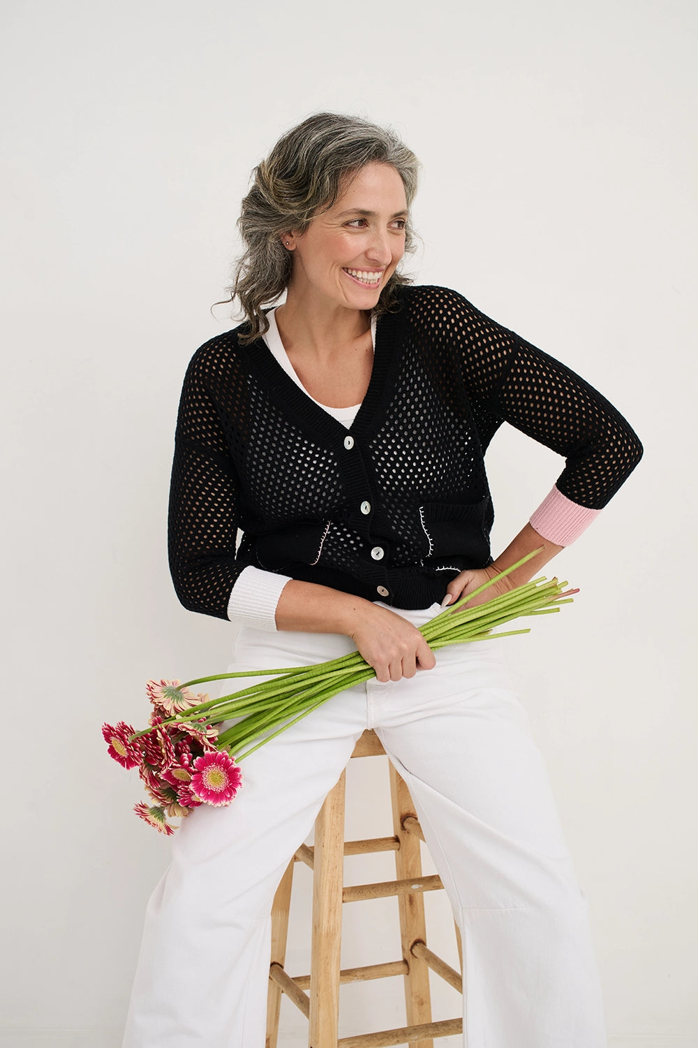 Zaket & Plover Holey Cardigan in Black ZP7715