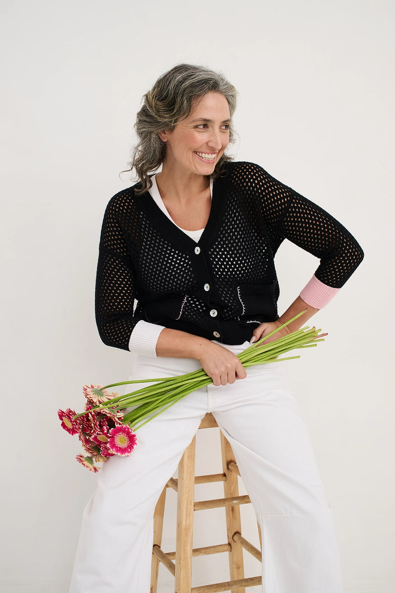 Zaket & Plover Holey Cardigan in Black ZP7715