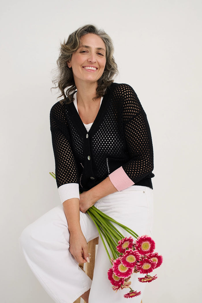 Zaket & Plover Holey Cardigan in Black ZP7715