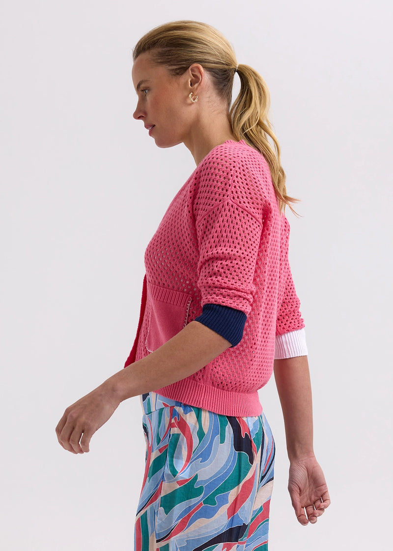 Zaket & Plover Holey Cardigan in Carnation ZP7715