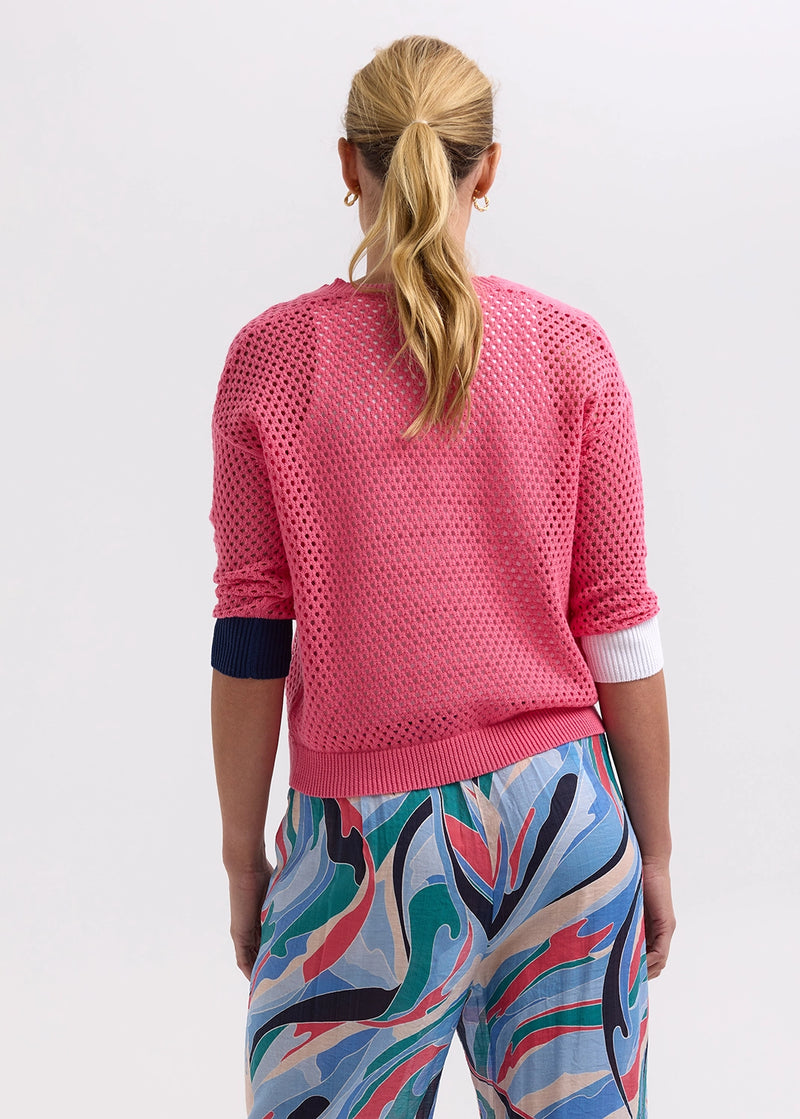 Zaket & Plover Holey Cardigan in Carnation ZP7715