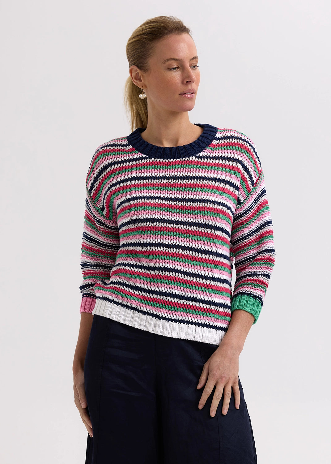 Zaket & PloverChunky Stripe Jumper in Navy ZP7720