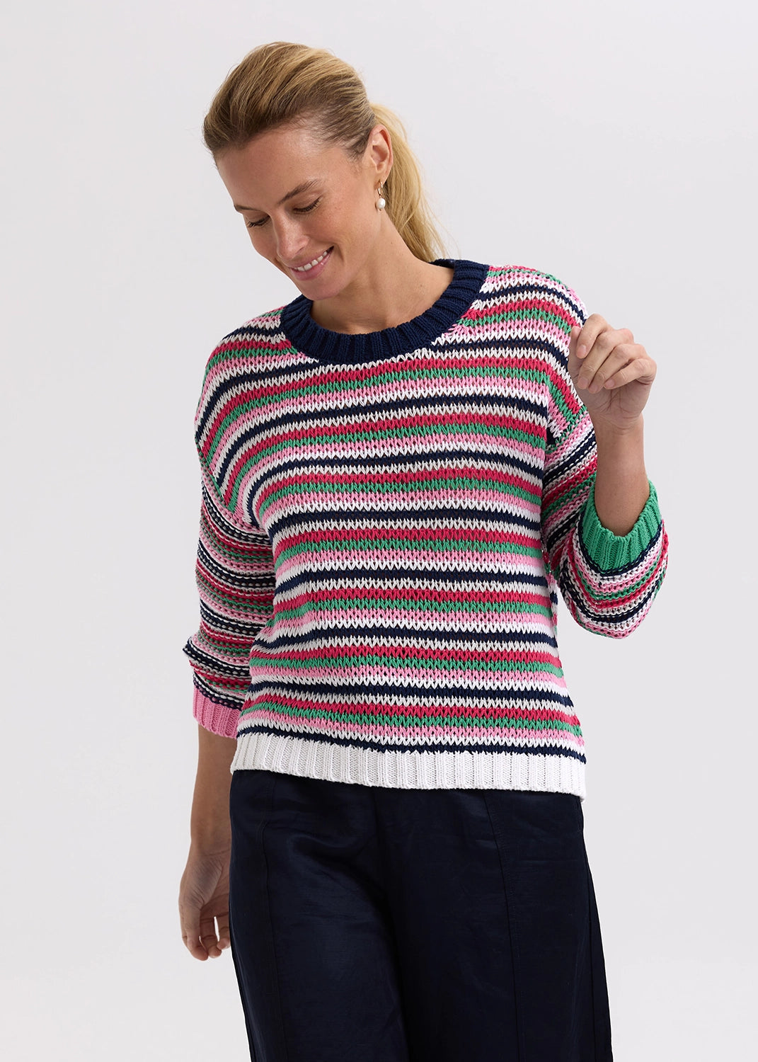 Zaket & PloverChunky Stripe Jumper in Navy ZP7720