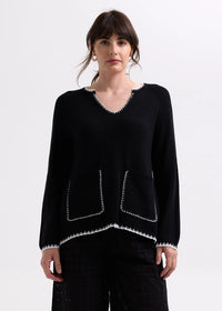 Zaket & Plover Trim A-Line Knit in Black ZP7721