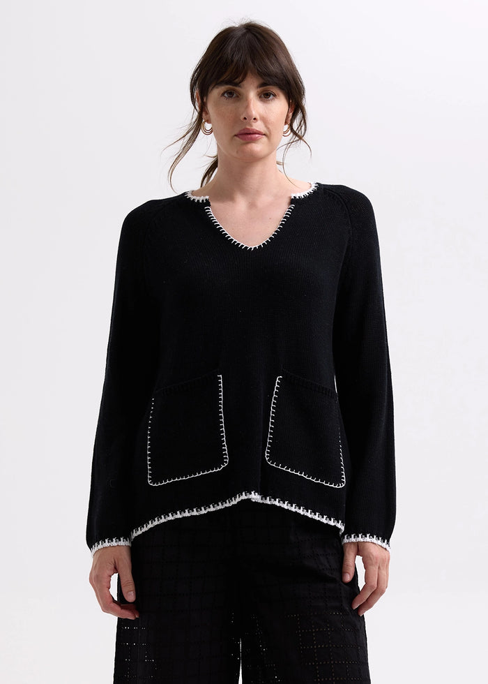 Zaket & Plover Trim A-Line Knit in Black ZP7721