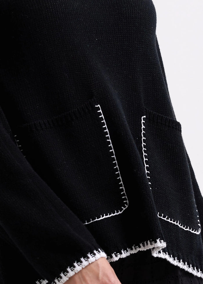 Zaket & Plover Trim A-Line Knit in Black ZP7721