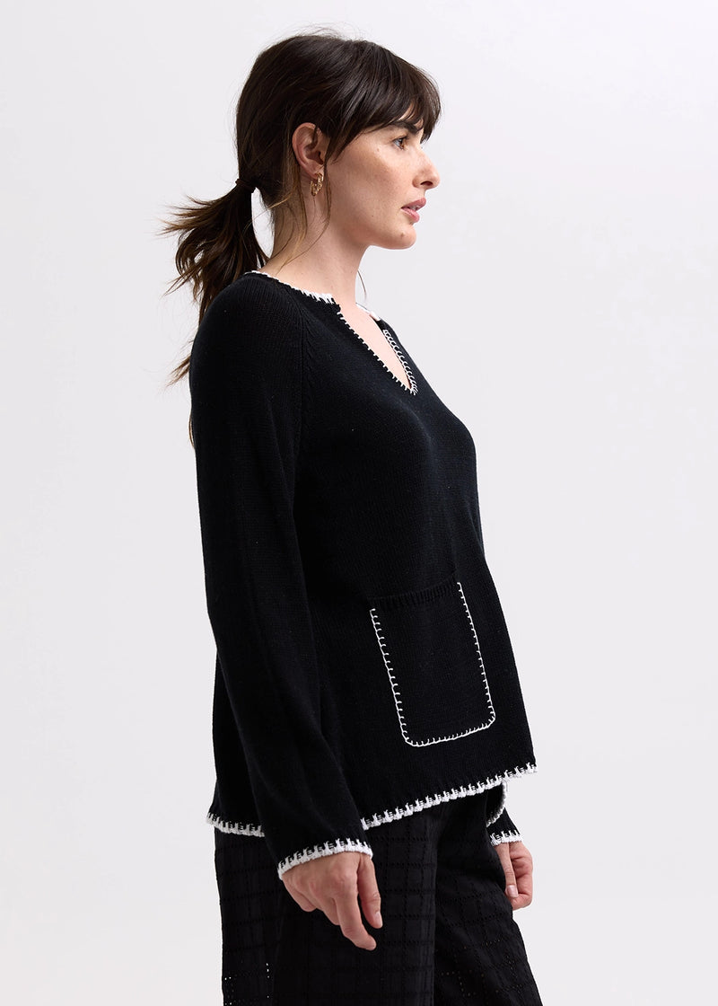 Zaket & Plover Trim A-Line Knit in Black ZP7721