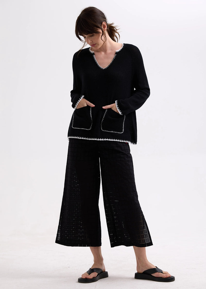 Zaket & Plover Trim A-Line Knit in Black ZP7721