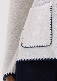 Zaket & Plover Trim A-Line Knit in White ZP7721