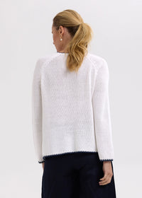 Zaket & Plover Trim A-Line Knit in White ZP7721