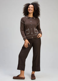 Zaket & Plover Tailored Cardi In Cocoa Zp8101