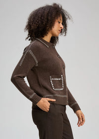 Zaket & Plover Tailored Cardi In Cocoa Zp8101