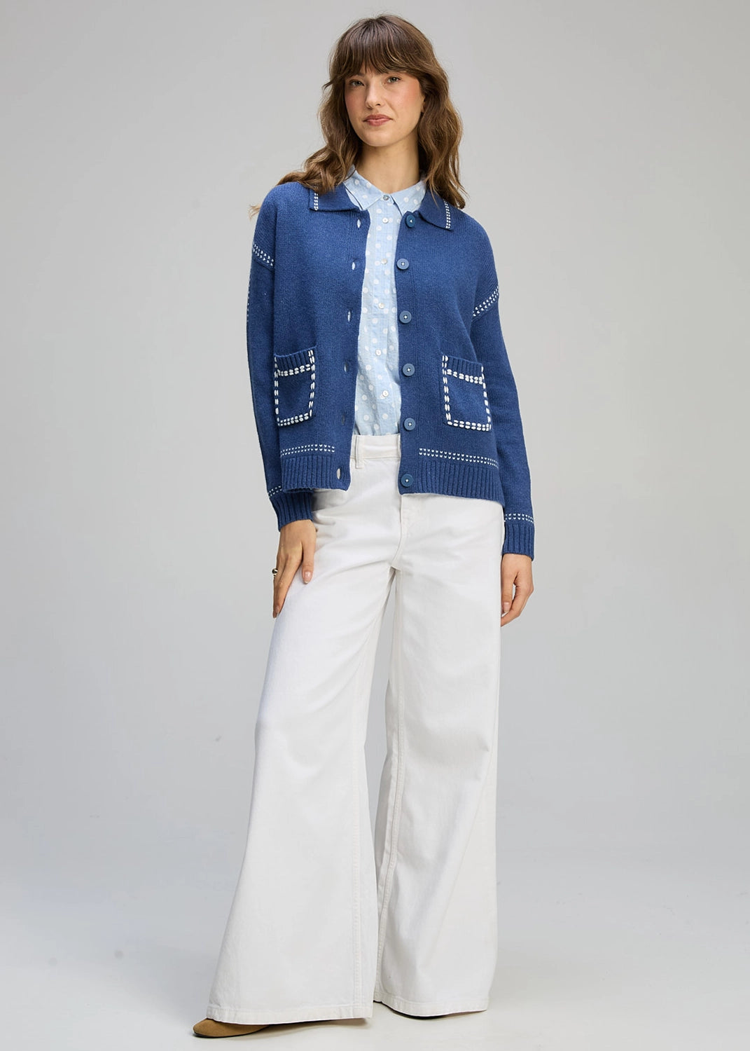 Zaket & Plover Tailored Cardi In Indigo Zp8101