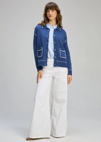 Zaket & Plover Tailored Cardi In Indigo Zp8101