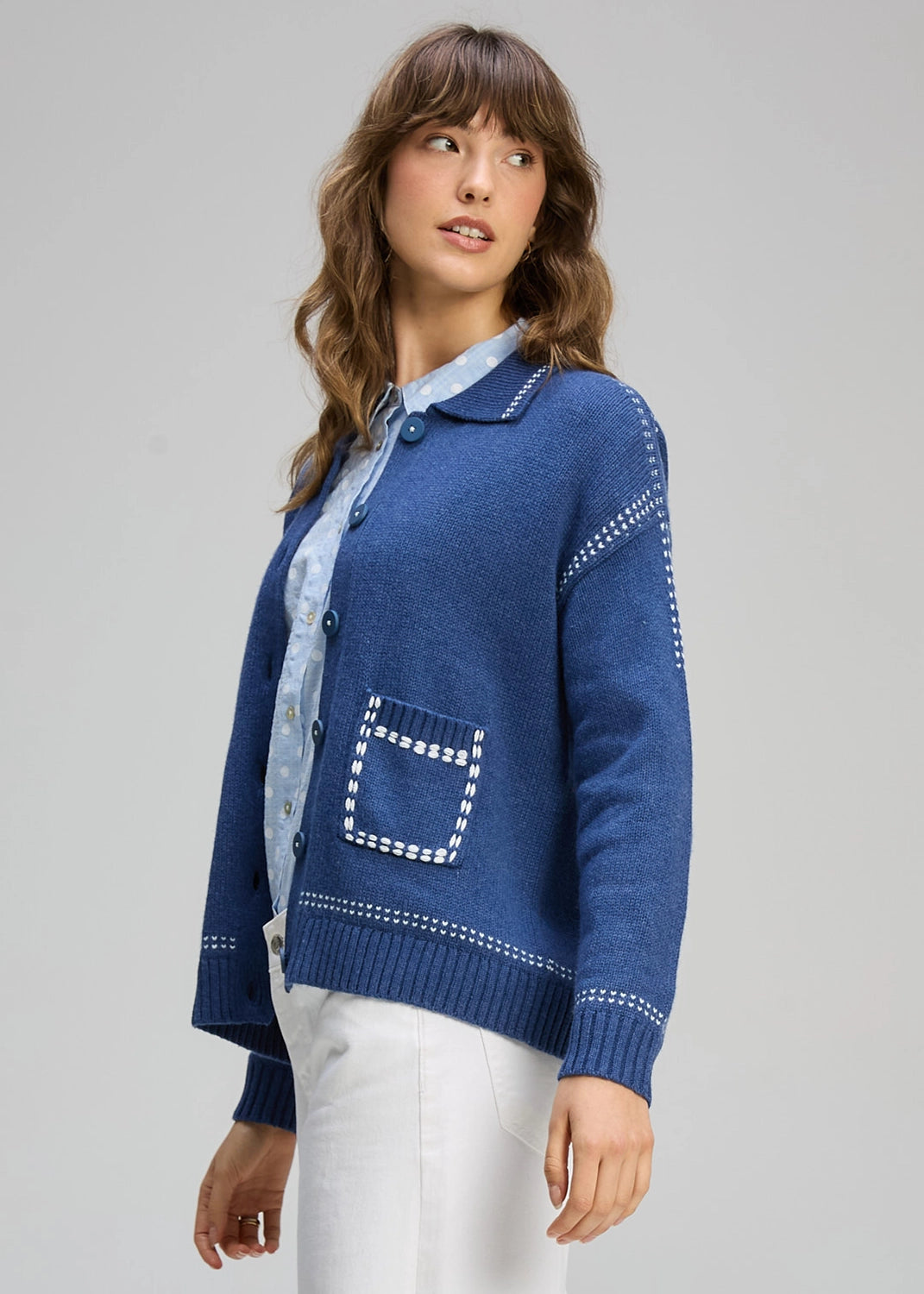 Zaket & Plover Tailored Cardi In Indigo Zp8101