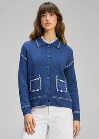 Zaket & Plover Tailored Cardi In Indigo Zp8101