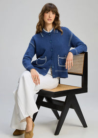 Zaket & Plover Tailored Cardi In Indigo Zp8101