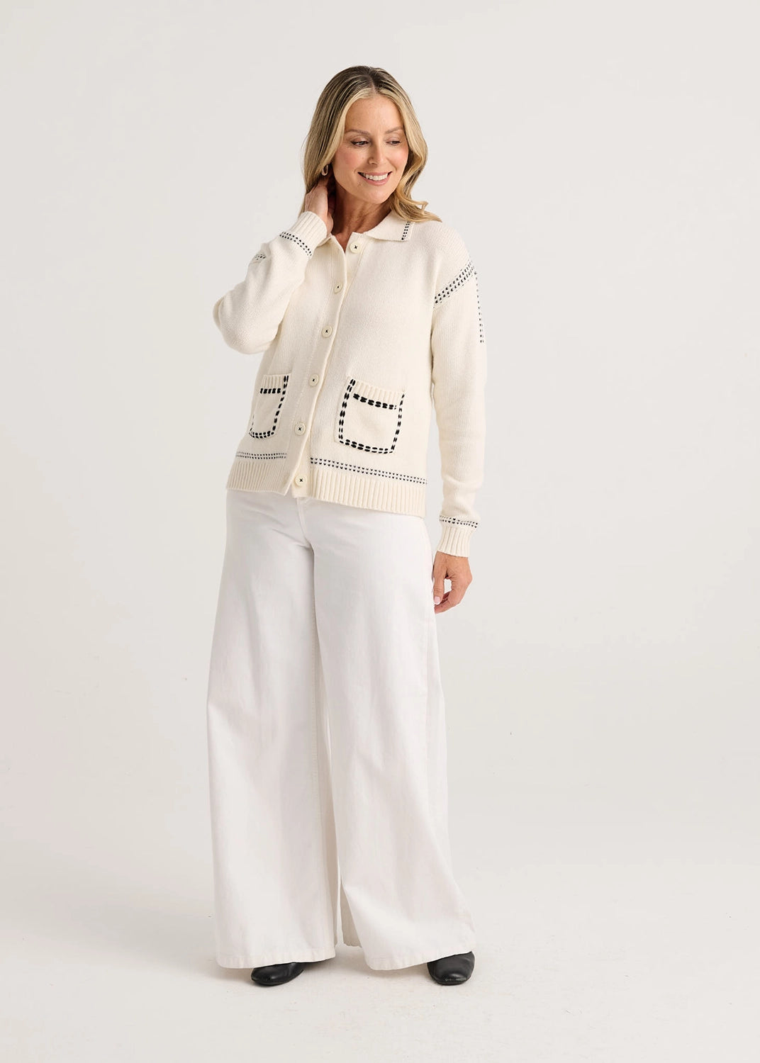 Zaket & Plover Tailored Cardi In Snow Zp8101