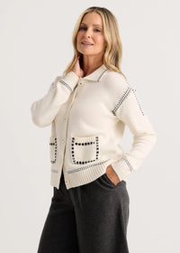 Zaket & Plover Tailored Cardi In Snow Zp8101