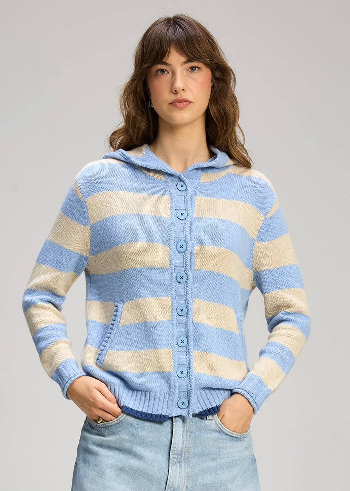 Zaket & Plover Easy Stripes Hoodie In Haze Zp8104