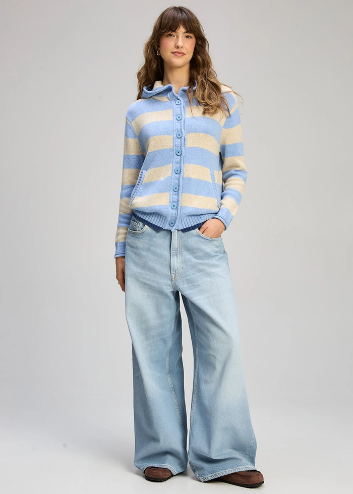 Zaket & Plover Easy Stripes Hoodie In Haze Zp8104