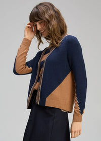 Zaket & Plover Dual Stitch Cardi In Cinnamon Zp8106