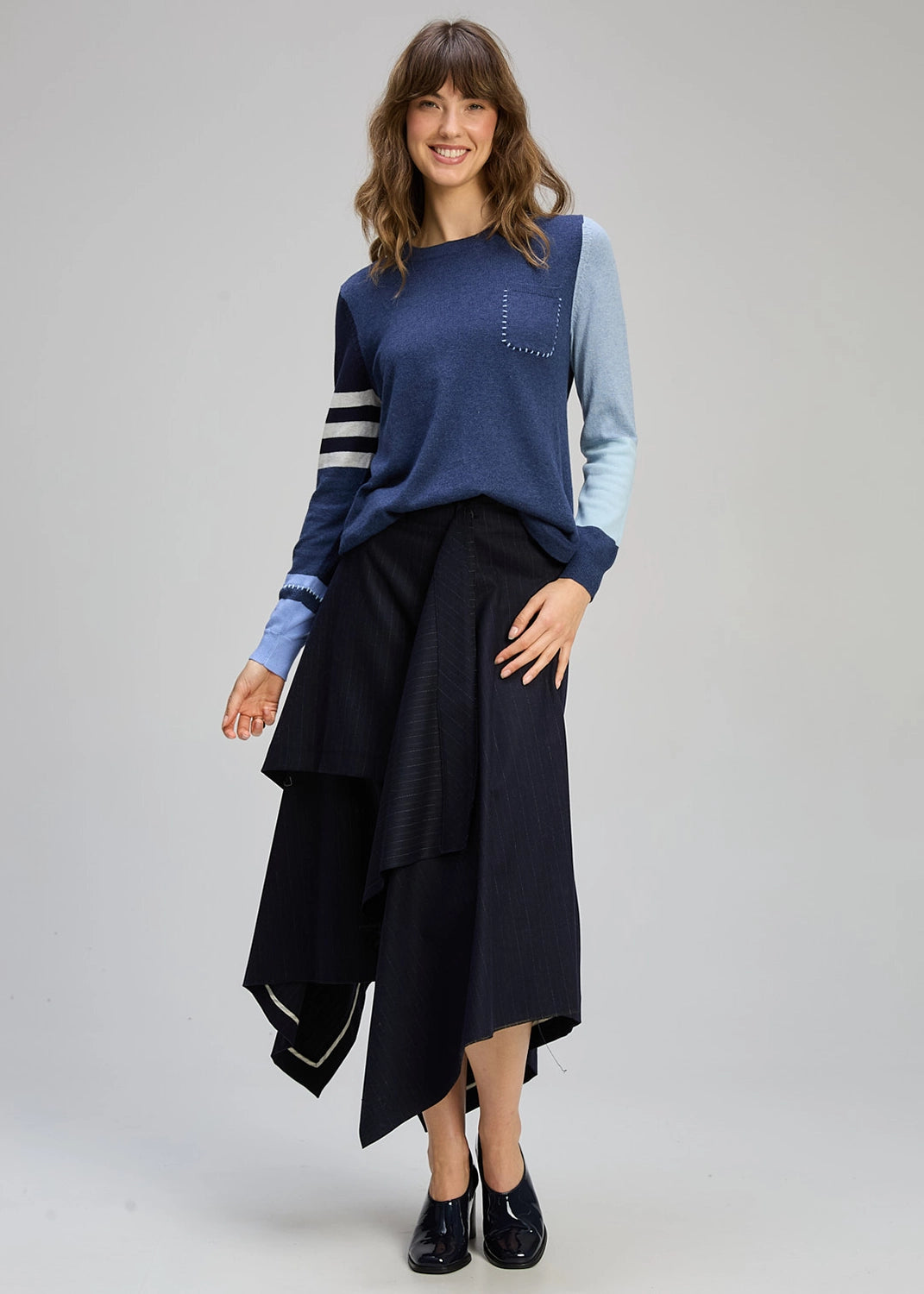 Zaket & Plover Pocket Detail Jumper In Denim Zp8124