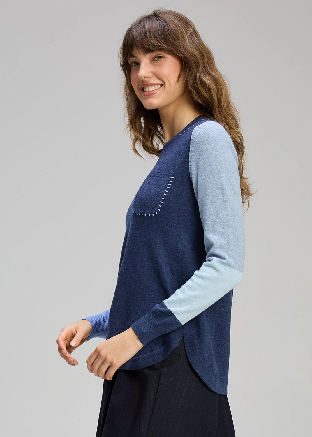 Zaket & Plover Pocket Detail Jumper In Denim Zp8124