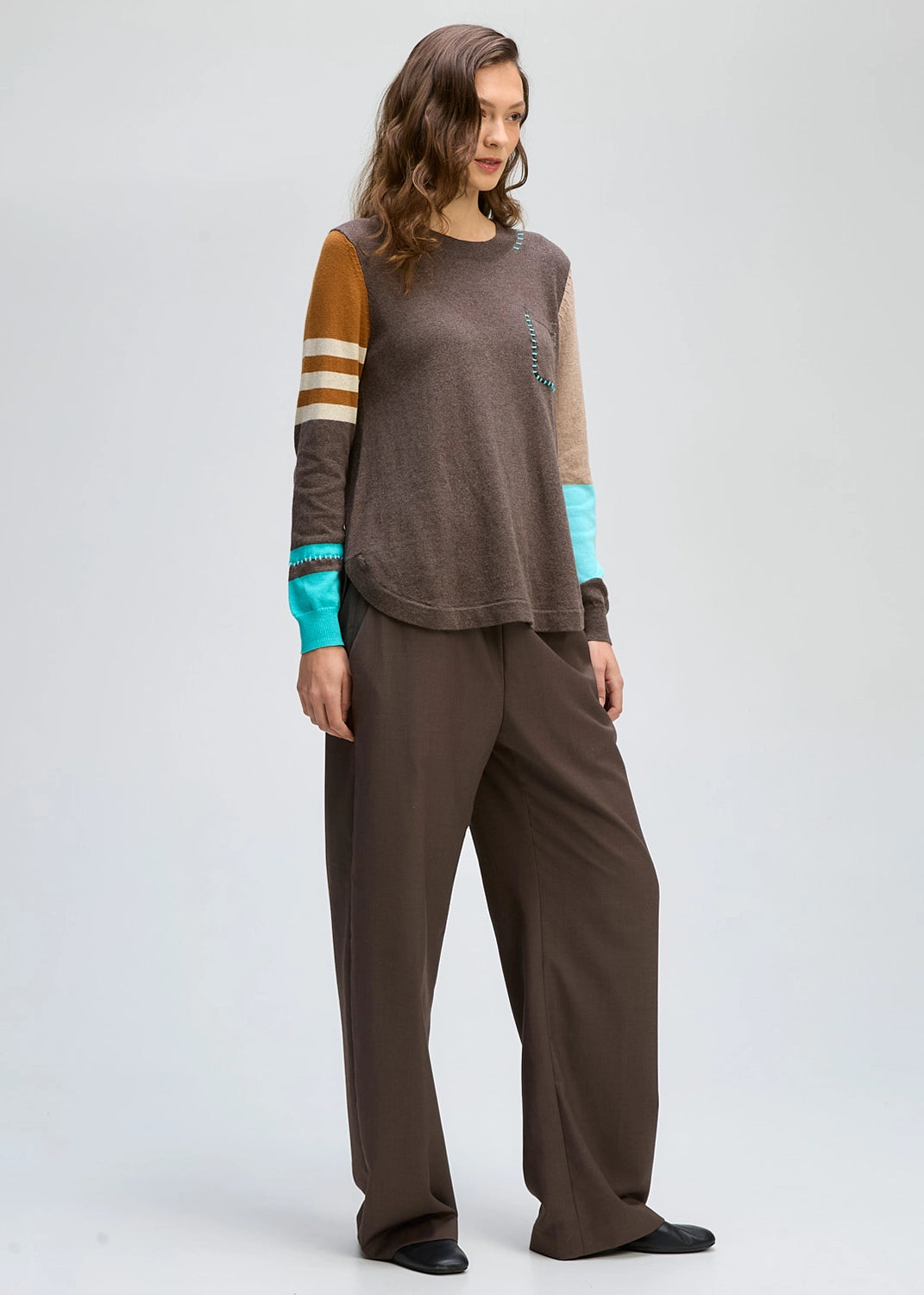 Zaket & Plover Pocket Detail Jumper In Mocha Zp8124