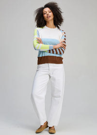 Zaket & Plover Colour Block Jumper In White Zp8127