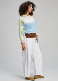 Zaket & Plover Colour Block Jumper In White Zp8127
