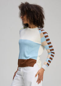 Zaket & Plover Colour Block Jumper In White Zp8127