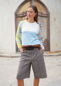 Zaket & Plover Colour Block Jumper In White Zp8127