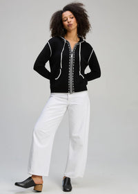 Zaket & Plover Threaded Hoodie In Black Zp8128