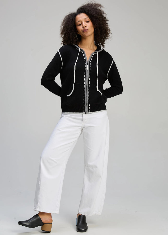 Zaket & Plover Threaded Hoodie In Black Zp8128