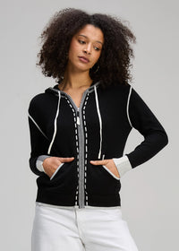 Zaket & Plover Threaded Hoodie In Black Zp8128