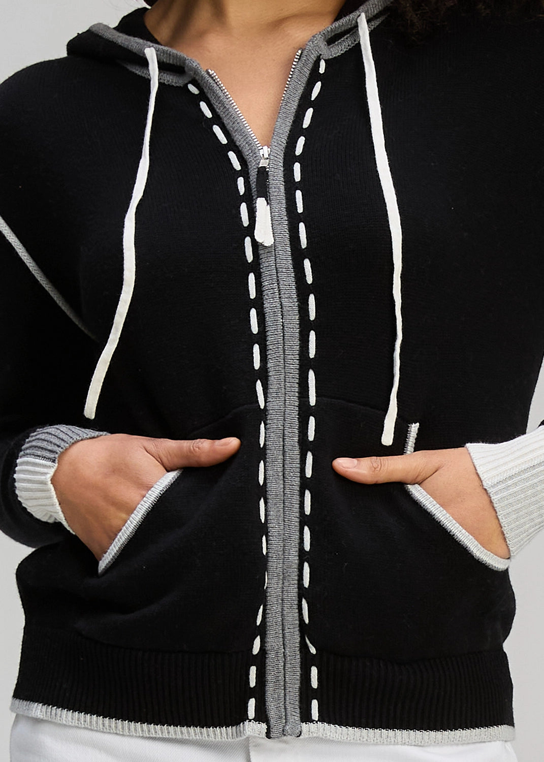 Zaket & Plover Threaded Hoodie In Black Zp8128