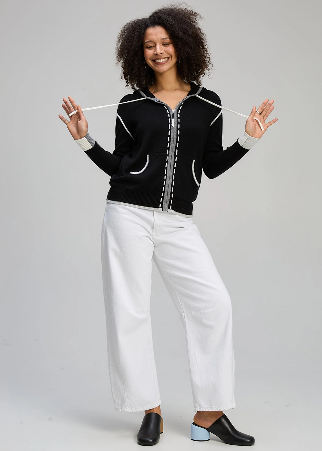 Zaket & Plover Threaded Hoodie In Black Zp8128