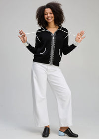 Zaket & Plover Threaded Hoodie In Black Zp8128