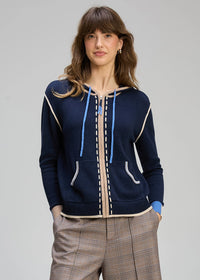 Zaket & Plover Threaded Hoodie In Dk Denim Zp8128