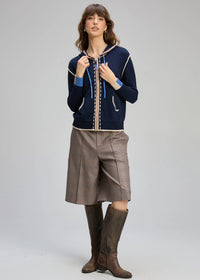 Zaket & Plover Threaded Hoodie In Dk Denim Zp8128