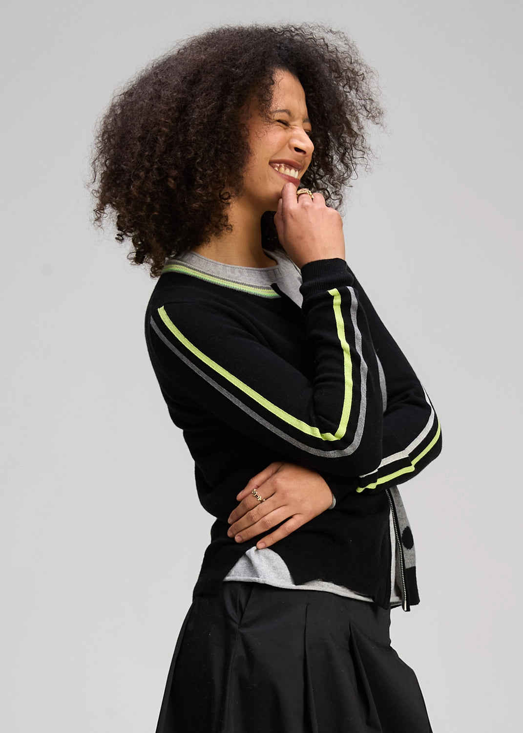 Zaket & Plover Stripe Spot Zip Up In Black Zp8135