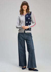 Zaket & Plover Stripe Spot Zip Up In Marl Zp8135