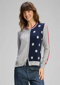 Zaket & Plover Stripe Spot Zip Up In Marl Zp8135