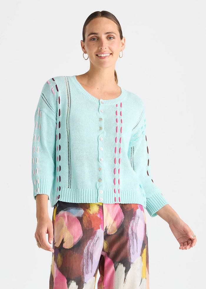 Zaket & Plover Thread Detail Top In Sea Mist ZP8818