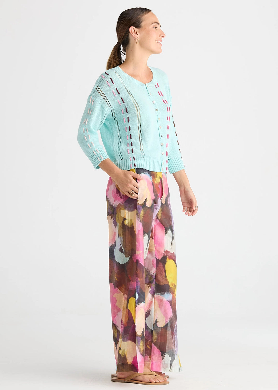 Zaket & Plover Thread Detail Top In Sea Mist ZP8818