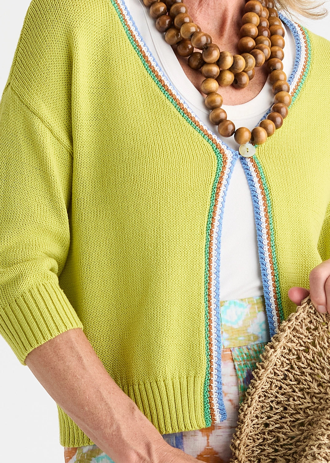 Zaket & Plover Crochet Trim Cardi In Green Glow ZP8825