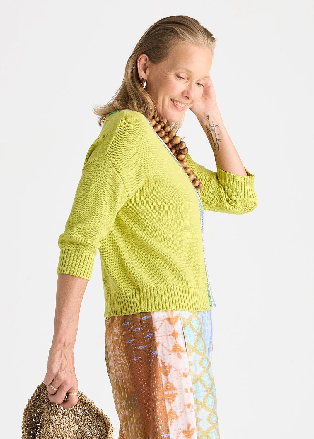 Zaket & Plover Crochet Trim Cardi In Green Glow ZP8825