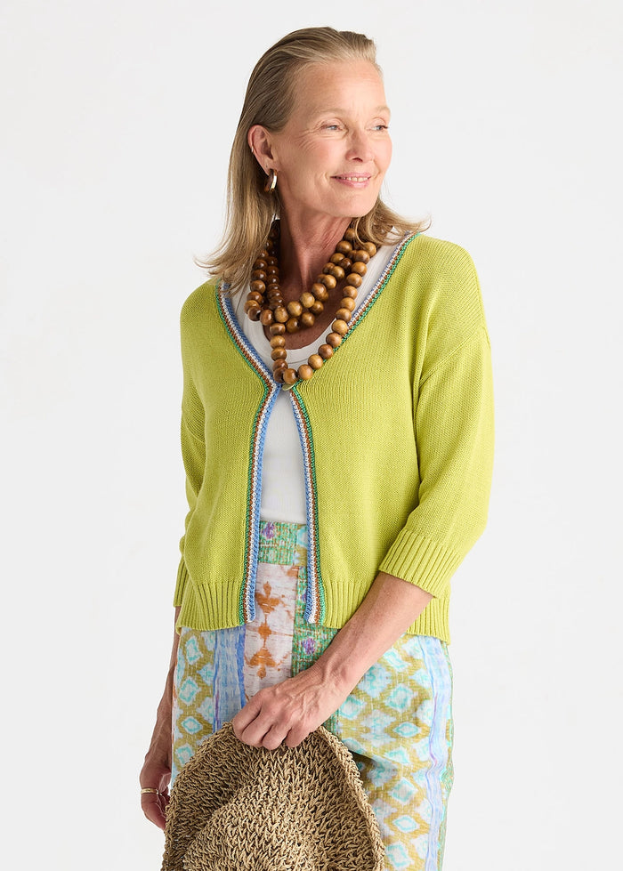 Zaket & Plover Crochet Trim Cardi In Green Glow ZP8825